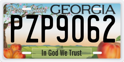 GA license plate PZP9062