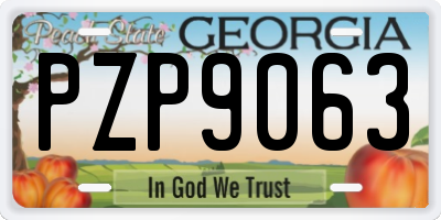 GA license plate PZP9063