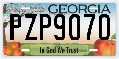 GA license plate PZP9070