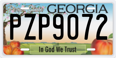 GA license plate PZP9072