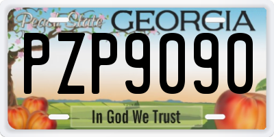 GA license plate PZP9090
