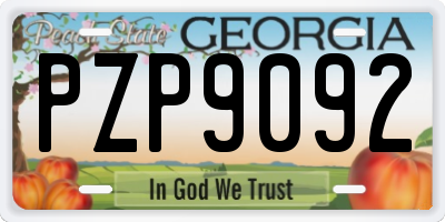 GA license plate PZP9092