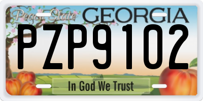 GA license plate PZP9102