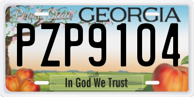 GA license plate PZP9104