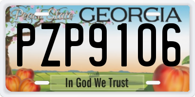 GA license plate PZP9106