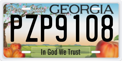 GA license plate PZP9108