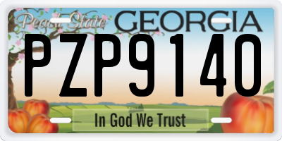 GA license plate PZP9140