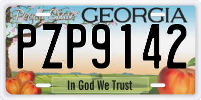GA license plate PZP9142