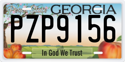 GA license plate PZP9156