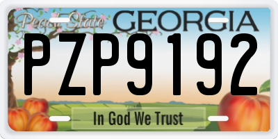 GA license plate PZP9192
