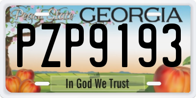 GA license plate PZP9193