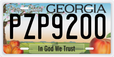 GA license plate PZP9200