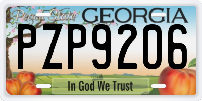 GA license plate PZP9206