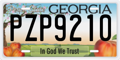GA license plate PZP9210