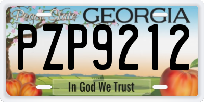 GA license plate PZP9212