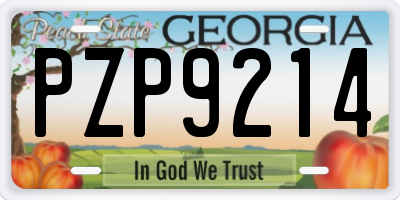 GA license plate PZP9214
