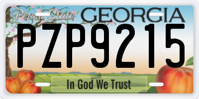 GA license plate PZP9215
