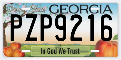 GA license plate PZP9216