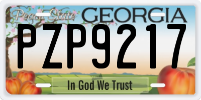 GA license plate PZP9217