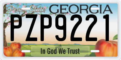 GA license plate PZP9221