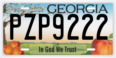 GA license plate PZP9222