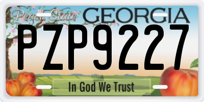 GA license plate PZP9227