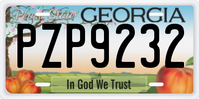 GA license plate PZP9232