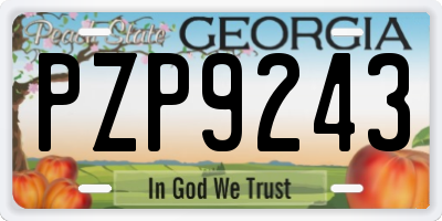 GA license plate PZP9243