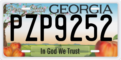 GA license plate PZP9252