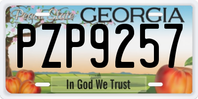 GA license plate PZP9257