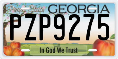 GA license plate PZP9275