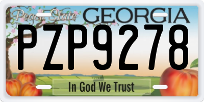 GA license plate PZP9278