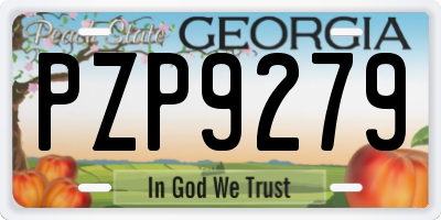 GA license plate PZP9279
