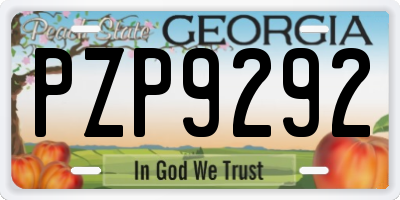 GA license plate PZP9292