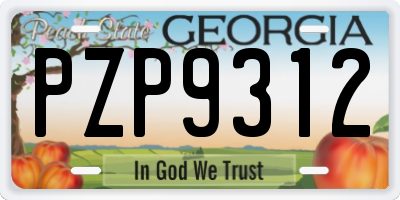GA license plate PZP9312
