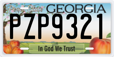 GA license plate PZP9321