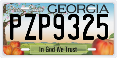 GA license plate PZP9325