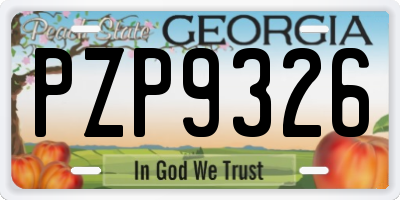 GA license plate PZP9326