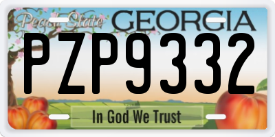 GA license plate PZP9332