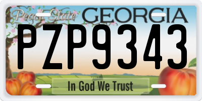 GA license plate PZP9343