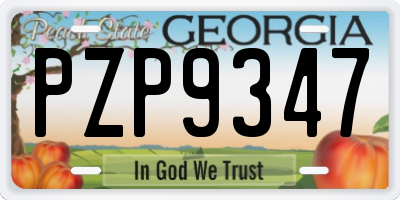 GA license plate PZP9347