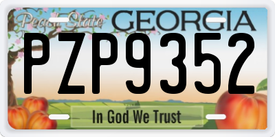 GA license plate PZP9352