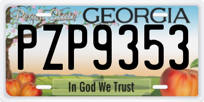 GA license plate PZP9353