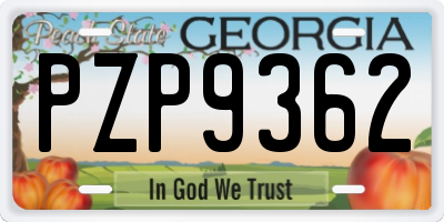 GA license plate PZP9362
