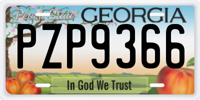 GA license plate PZP9366
