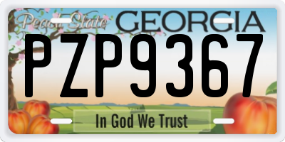 GA license plate PZP9367