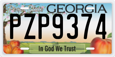 GA license plate PZP9374