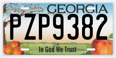 GA license plate PZP9382