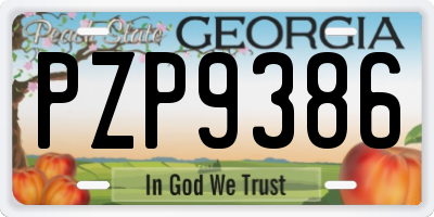 GA license plate PZP9386