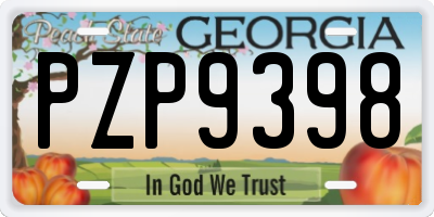 GA license plate PZP9398